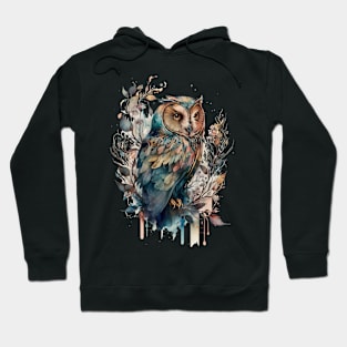 Elegant Watercolor Owl Hoodie